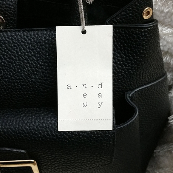 NEW A New Day Pebbled Vegan Leather Purse Bag Satchel Expandable Side Snap Black - Picture 7 of 7